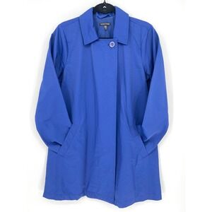 Eileen‎ Fisher Cotton Nylon Classic Collar Coat XS Royal Blue Quiet Luxury EUC